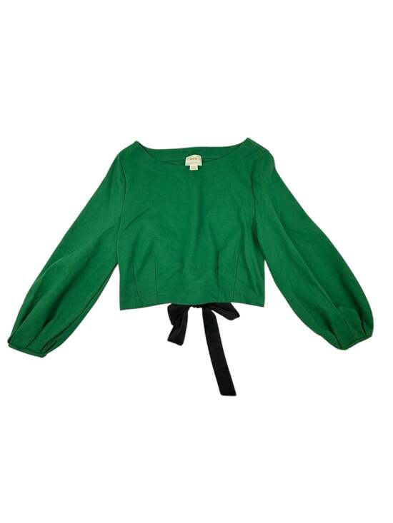 Maeve by Anthropologie Tops - Maeve by Anthropologie Green Lace-Up Back Crop Top with Black Tie Ribbon L